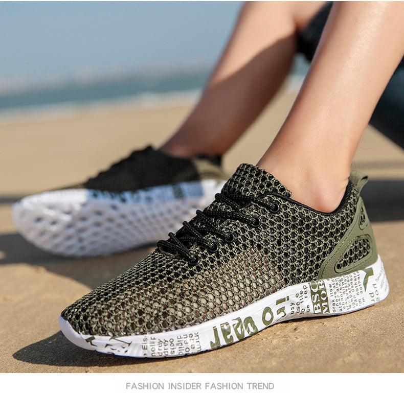 Mens aqua breathable water shoes black mesh upper quick-dry non-slip lightweight sneakers on Tampa Home & Garden Store