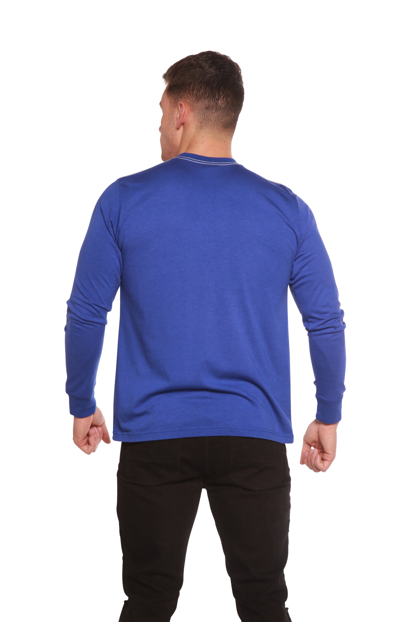 Custom Printed Men's Bamboo Viscose/Organic Cotton Long Sleeve T-Shirt blue Spun Bamboo on Tampa Home & Garden Store