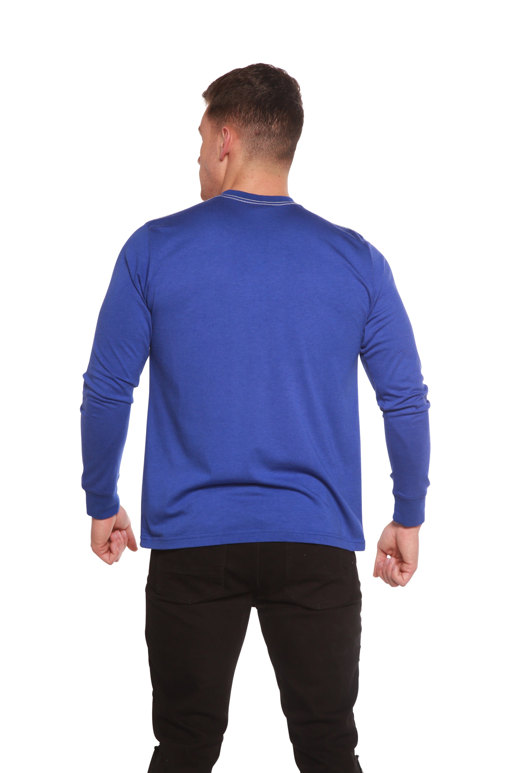 Custom Printed Men's Bamboo Viscose/Organic Cotton Long Sleeve T-Shirt blue Spun Bamboo on Tampa Home & Garden Store