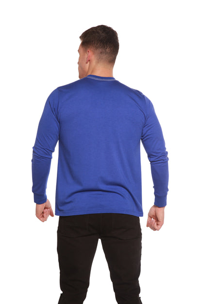 Custom Printed Men's Bamboo Viscose/Organic Cotton Long Sleeve T-Shirt blue Spun Bamboo on Tampa Home & Garden Store