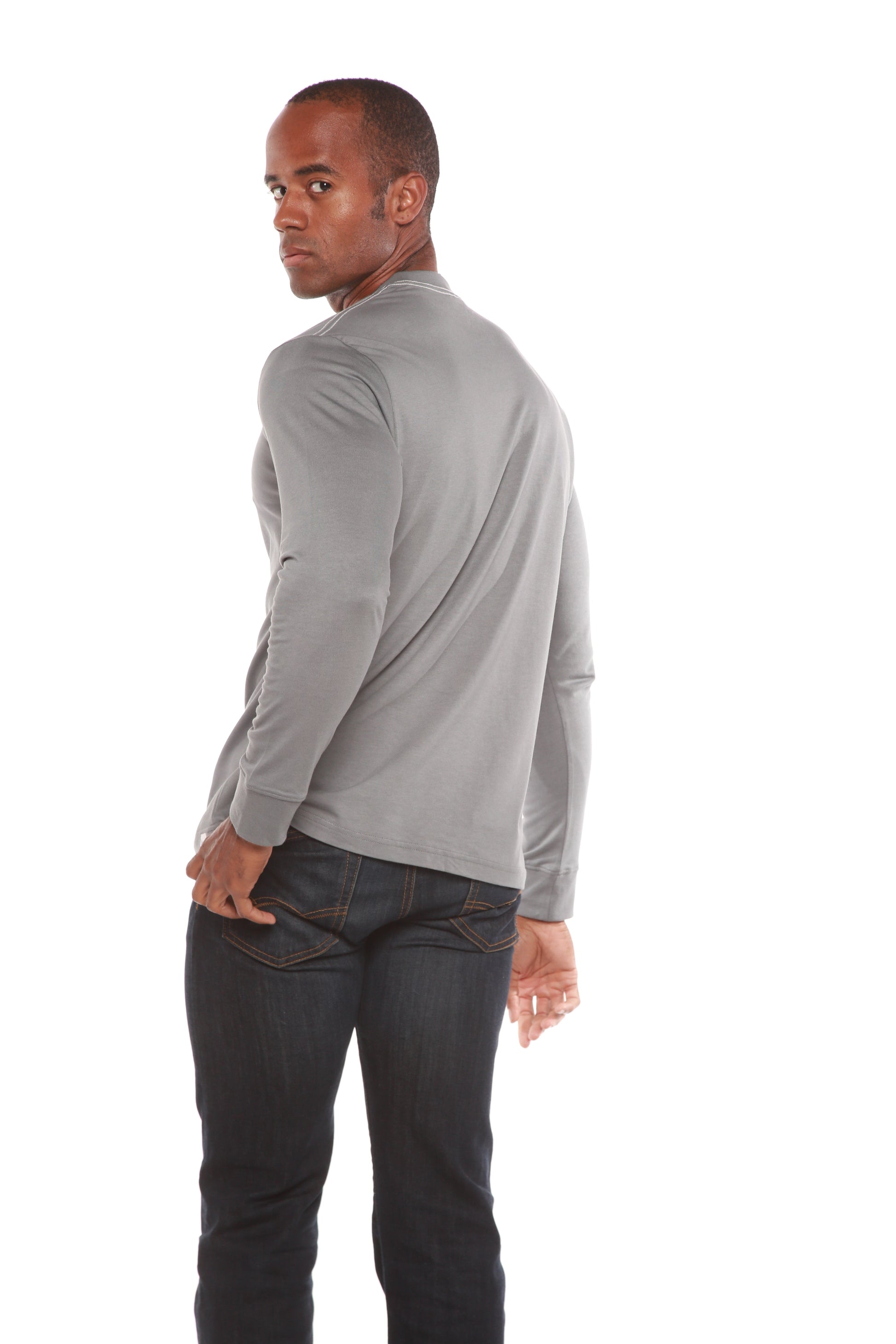 Custom Printed Men's Bamboo Viscose/Organic Cotton Long Sleeve T-Shirt in gray by Spun Bamboo on Tampa Home & Garden Store
