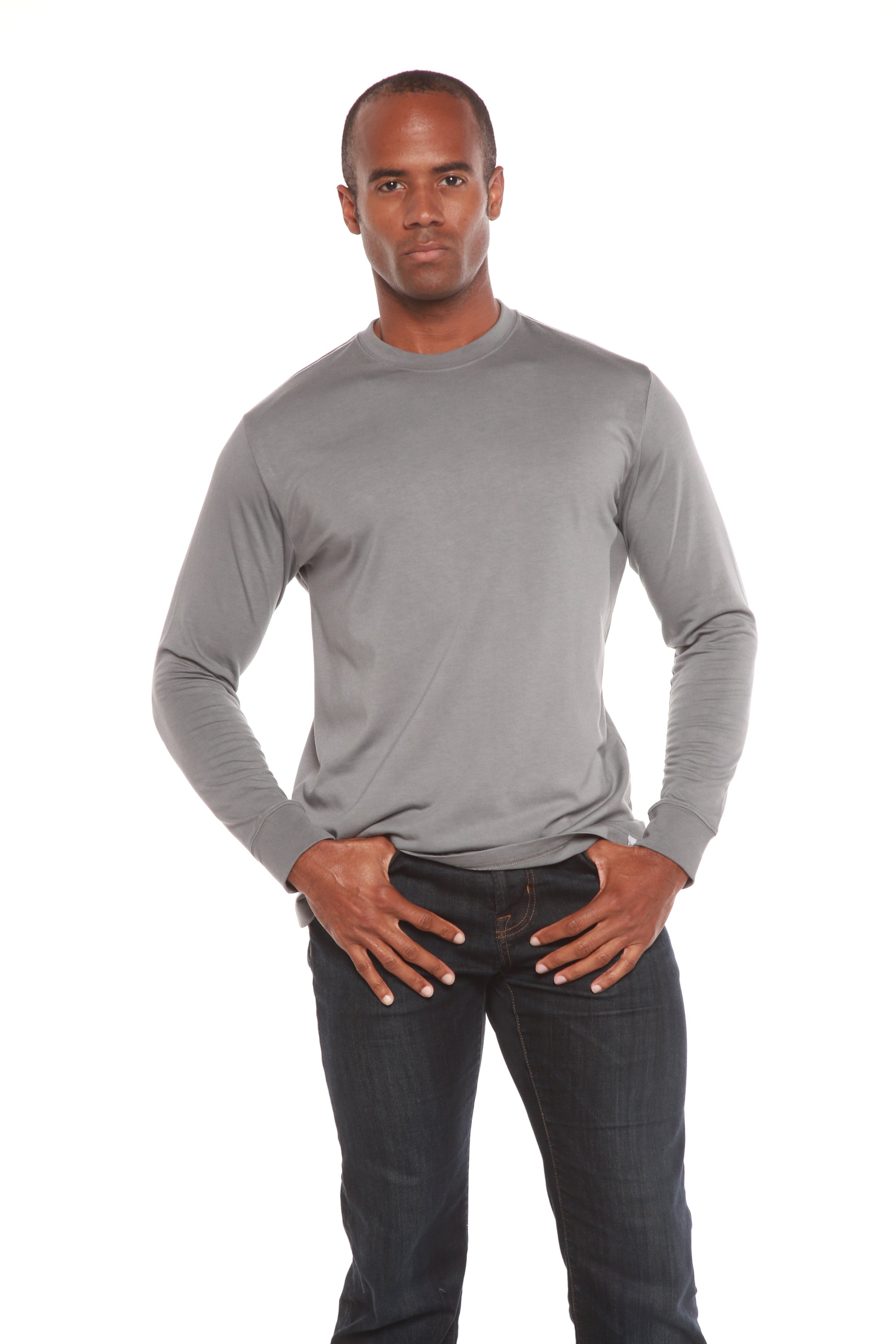 Custom Printed Men's Bamboo Viscose/Organic Cotton Long Sleeve T-Shirt in gray by Spun Bamboo on Tampa Home & Garden Store