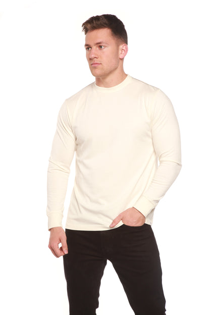 Custom Printed Men's Bamboo Viscose/Organic Cotton Long Sleeve T‑Shirt, cream color, Spun Bamboo on Tampa Home & Garden Store