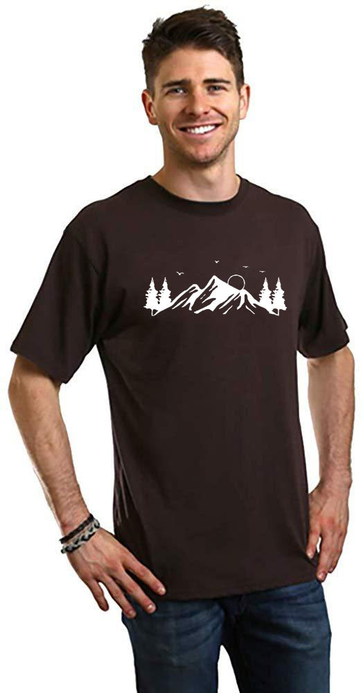 Men's brown printed T-shirt with Mauna Kea graphic, bamboo viscose/organic cotton, Spun Bamboo on Tampa Home & Garden Store