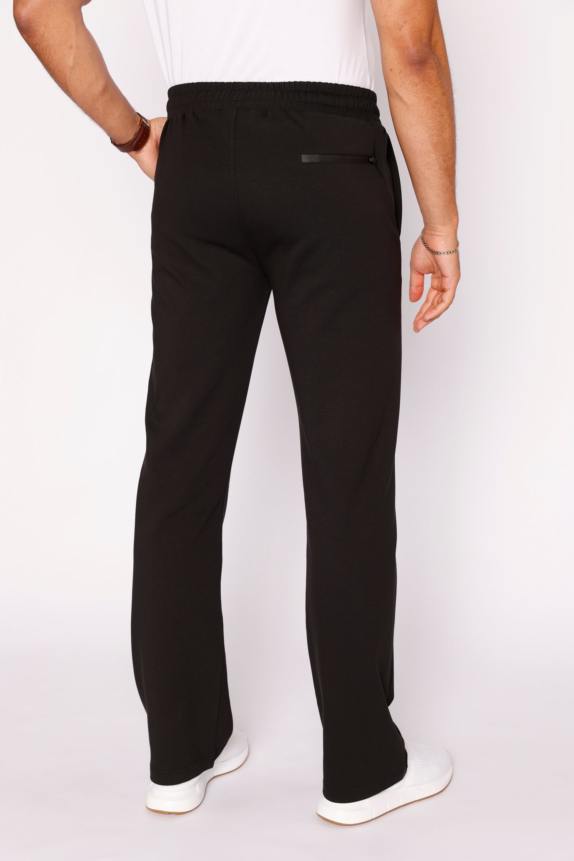 SCR Classic Athleisure Sweatpants Straight Tall, black men activewear with back zip pocket on Tampa Home & Garden Store