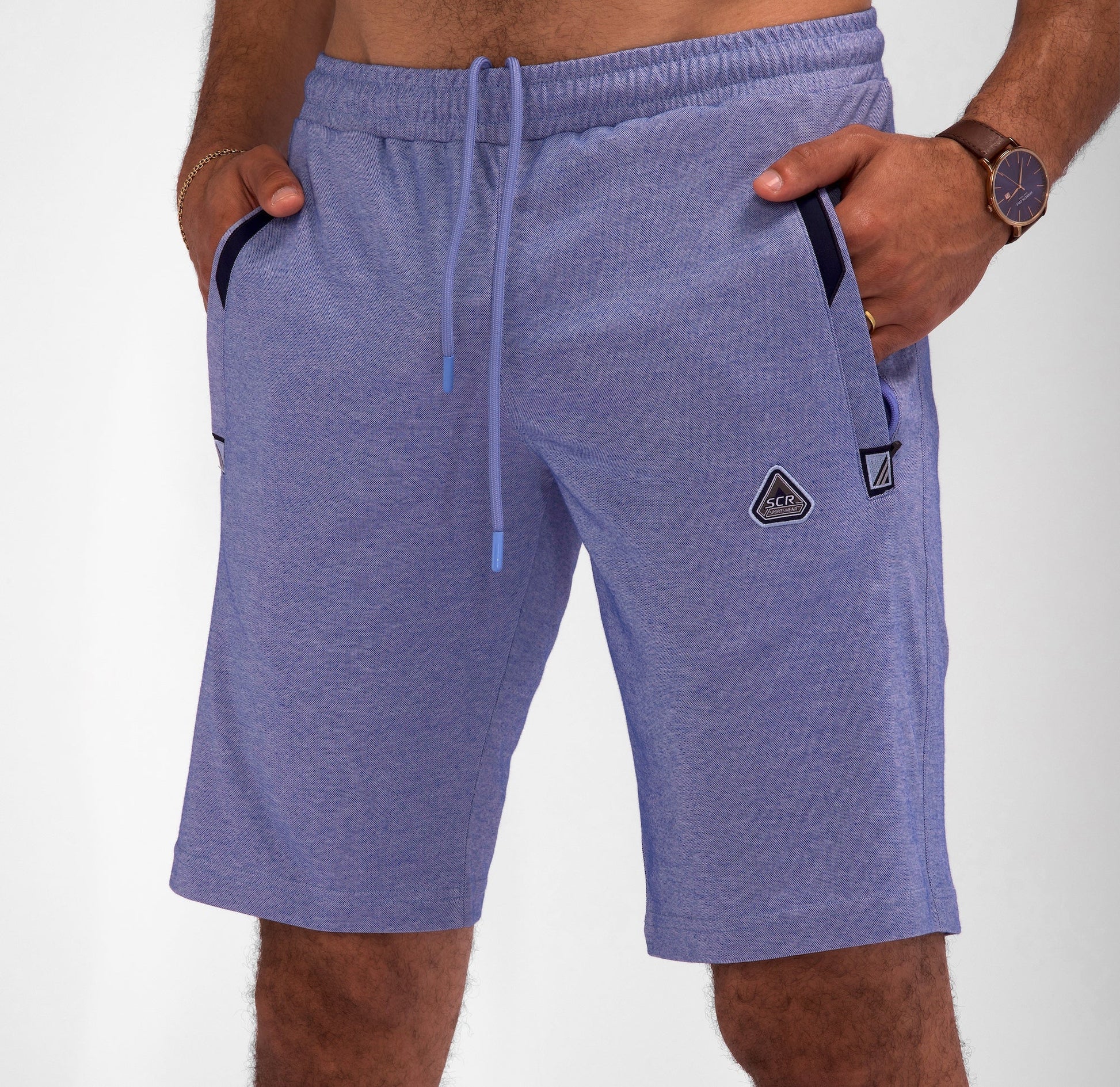 Urban Stride All-Day Wear Shorts 11-inch inseam lavender drawstring waist navy pocket trim SCR on Tampa Home & Garden Store