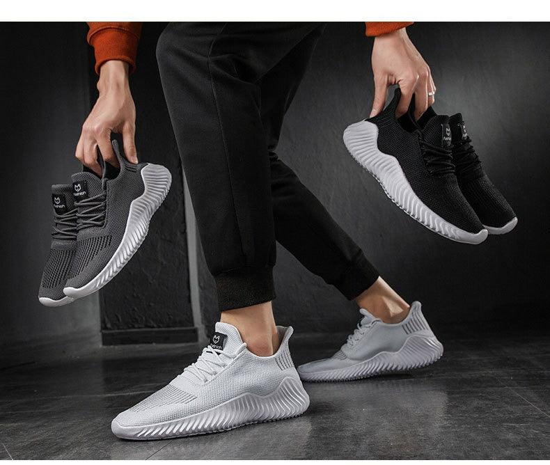 Mens breathable white trendy sneakers with mesh Stevvex walking shoes; two colorways shown on Tampa Home & Garden Store