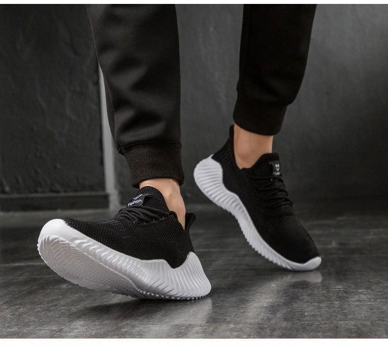 Stevvex mens breathable mesh sneakers black upper white sole for walking running on Tampa Home & Garden Store