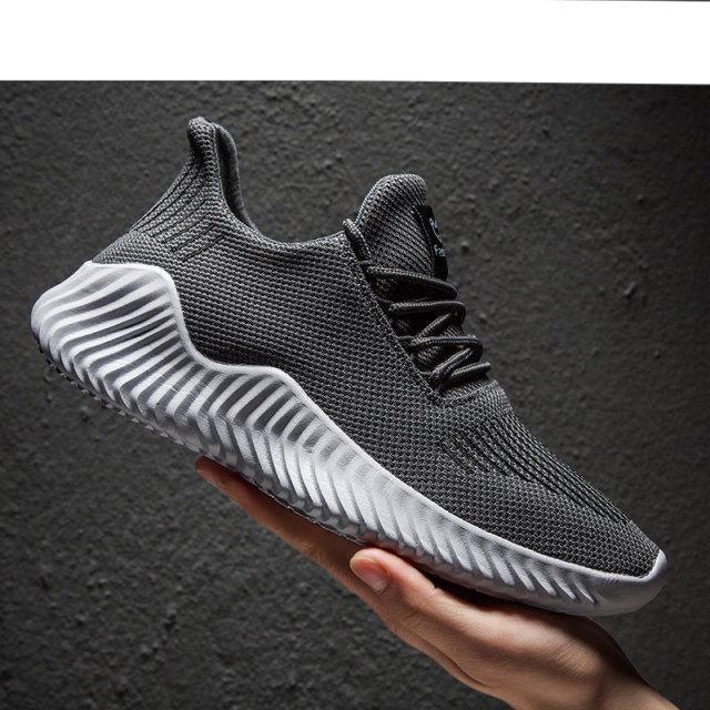 Mens Stevvex breathable mesh sneakers, dark gray upper, white sole walking shoes on Tampa Home & Garden Store