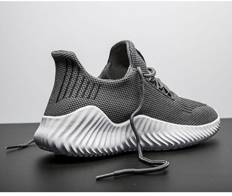 Mens breathable gray mesh sneakers with a white sculpted sole for walking and running on Tampa Home & Garden Store
