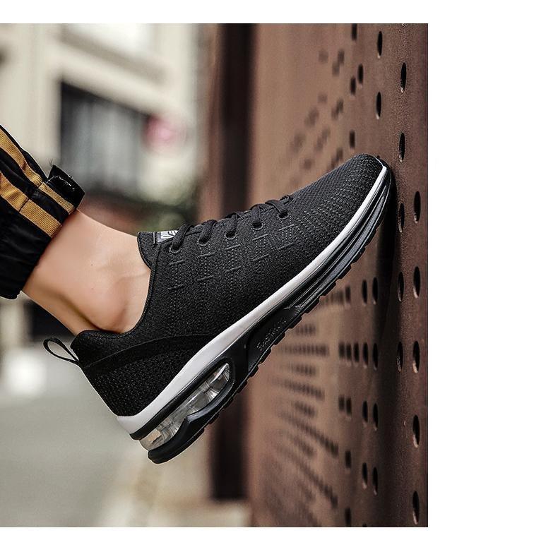 Mens black breathable running sneakers Stevvex with air-cushion sole on Tampa Home & Garden Store
