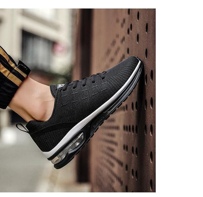 Mens black breathable running sneakers Stevvex with air-cushion sole on Tampa Home & Garden Store