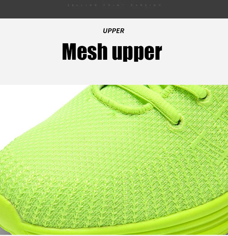 Mens Comfortables Breathable Sneakers neon green mesh upper Stevvex lightweight running shoes on Tampa Home & Garden Store