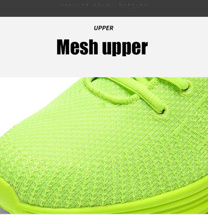 Mens Comfortables Breathable Sneakers neon green mesh upper Stevvex lightweight running shoes on Tampa Home & Garden Store