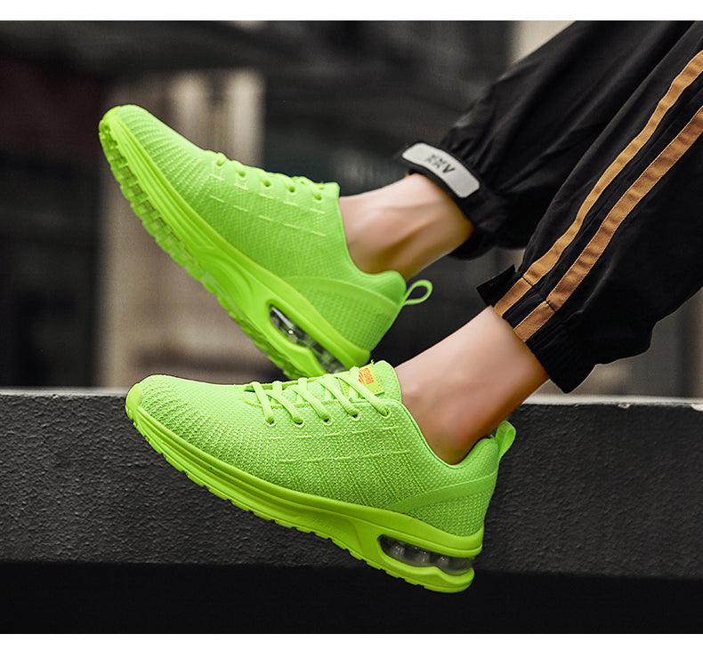 Stevvex mens breathable lime green athletic sneakers with air cushion sole on Tampa Home & Garden Store