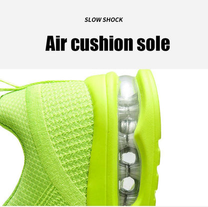 Stevvex sneakers lime green breathable air cushion sole close-up on Tampa Home & Garden Store