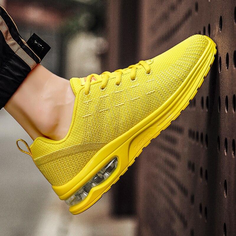 Stevvex men's yellow breathable running sneakers with air-cushion sole on Tampa Home & Garden Store