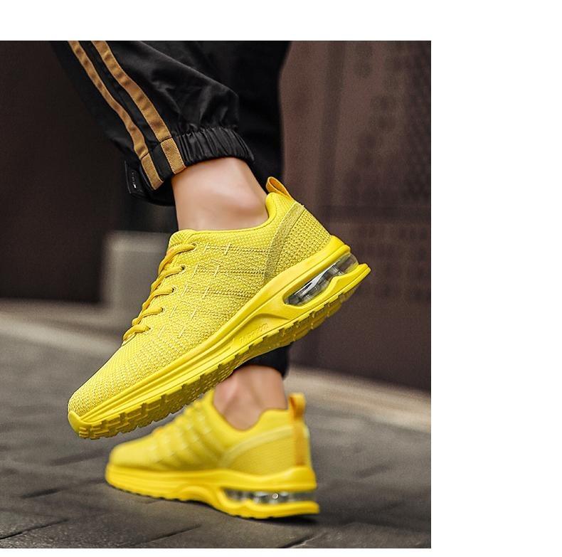 Stevvex men's yellow breathable running sneakers with air cushion, gym footwear on Tampa Home & Garden Store