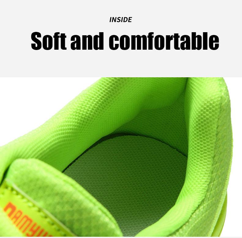 Mens Stevvex sneakers neon green breathable inner lining and padded collar on Tampa Home & Garden Store