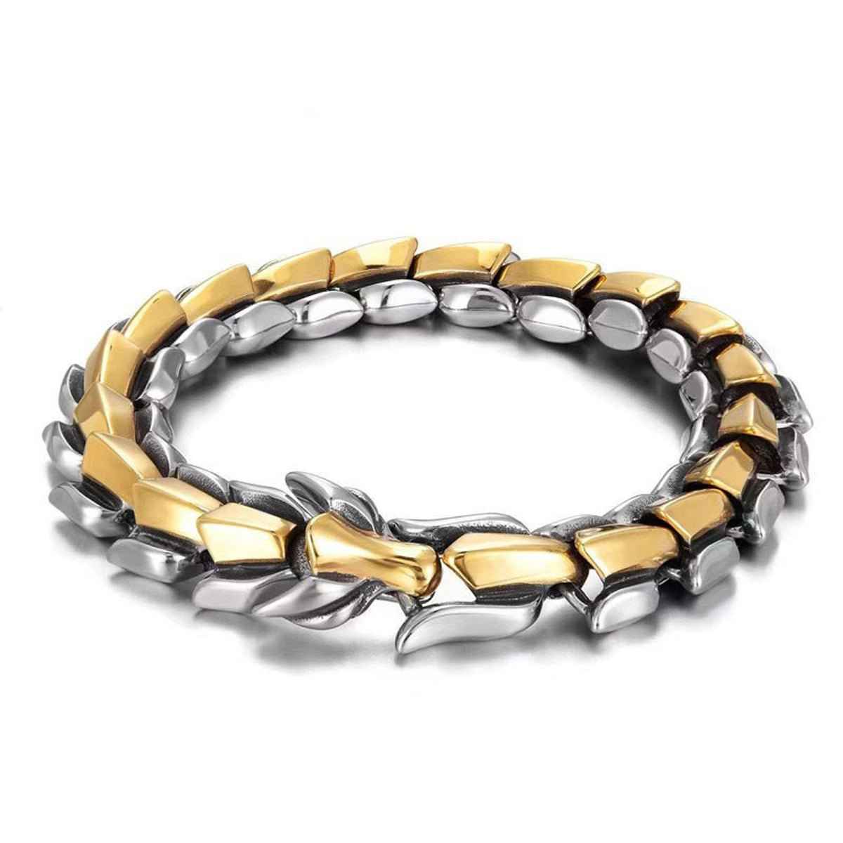 Men's dragon scale bracelet in two-tone gold and silver alloy, Shaketea on Tampa Home & Garden Store