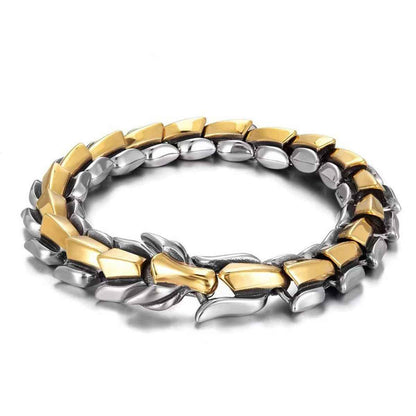 Men's dragon scale bracelet in two-tone gold and silver alloy, Shaketea on Tampa Home & Garden Store
