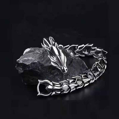 Mens Dragon Scale Bracelet alloy silver-tone with dragon-head clasp Shaketea on Tampa Home & Garden Store