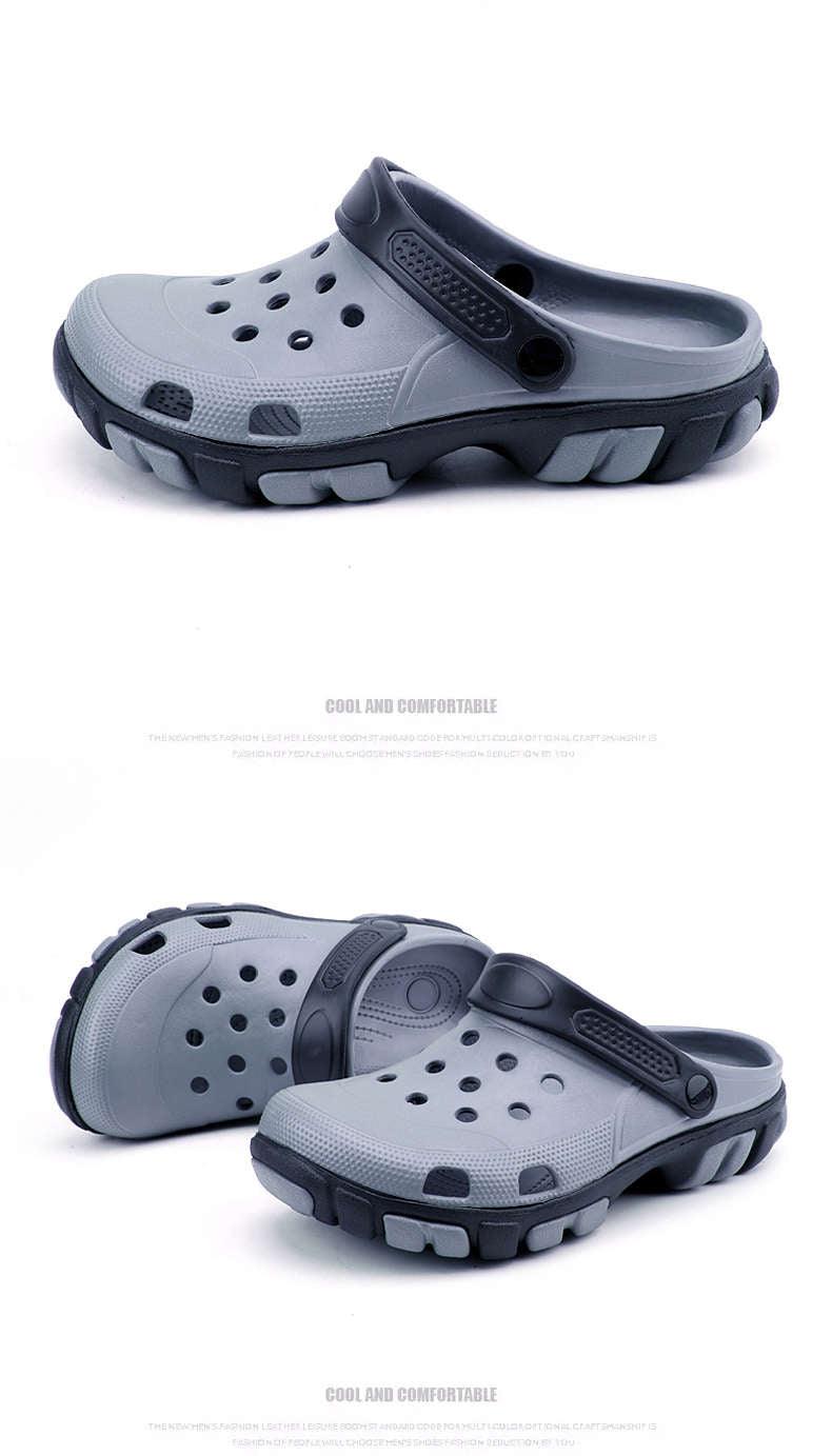 Stevvex mens slip-on slippers grey upper dark sole lightweight indoor outdoor clogs on Tampa Home & Garden Store