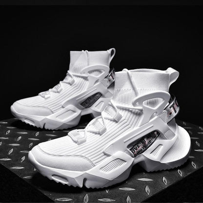 Stevvex men's white high-top mesh sneakers, breathable and non-slip outsole on Tampa Home & Garden Store