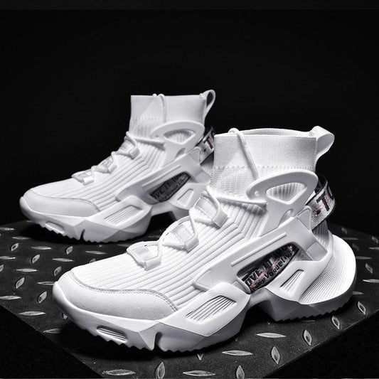 Stevvex men's white high-top mesh sneakers, breathable and non-slip outsole on Tampa Home & Garden Store