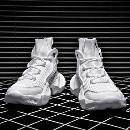 Stevvex men's high-top sneakers with breathable white mesh and chunky non-slip sole pair on Tampa Home & Garden Store