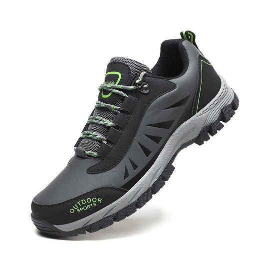 Stevvex mens hiking boot gray black with neon green accents, waterproof ankle-high outdoor boot on Tampa Home & Garden Store