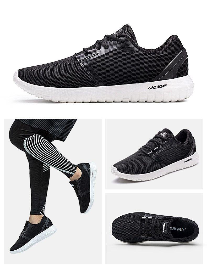 Mens Stevvex lightweight running sneakers black mesh set of 4 views on Tampa Home & Garden Store
