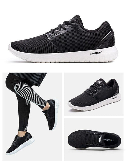 Mens Stevvex lightweight running sneakers black mesh set of 4 views on Tampa Home & Garden Store