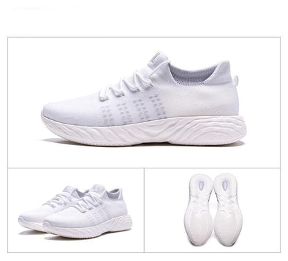 Stevvex men's white knit running sneakers lightweight with flexible sole on Tampa Home & Garden Store