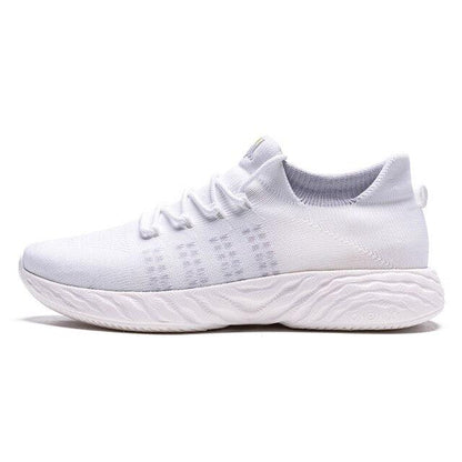 Mens Lightweight Running Sneakers Stevvex white knit upper, breathable flexible sole on Tampa Home & Garden Store