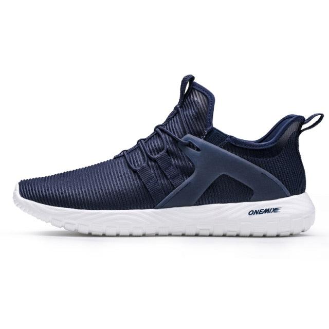Stevvex mens lightweight running sneakers navy breathable knit upper white sole on Tampa Home & Garden Store