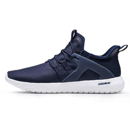 Stevvex mens lightweight running sneakers navy breathable knit upper white sole on Tampa Home & Garden Store