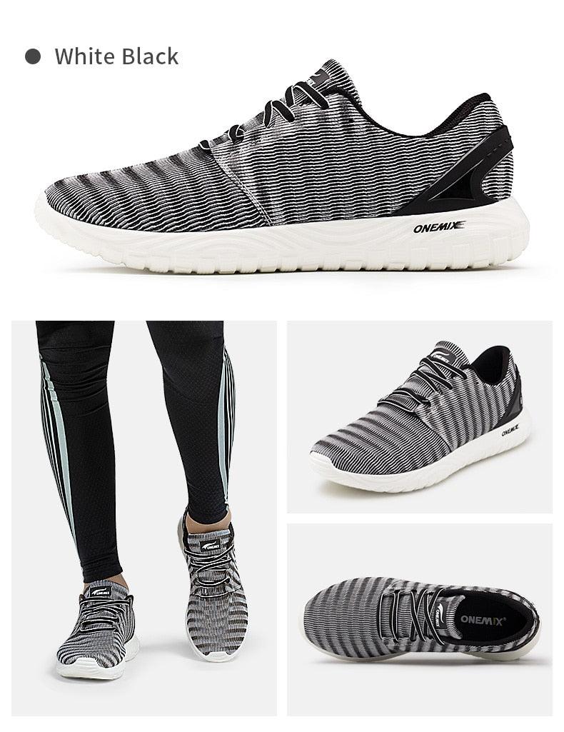 Mens lightweight running sneakers Stevvex white/black knit breathable quick-dry athletic shoes on Tampa Home & Garden Store