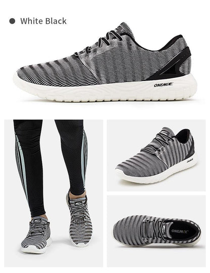 Mens lightweight running sneakers Stevvex white/black knit breathable quick-dry athletic shoes on Tampa Home & Garden Store
