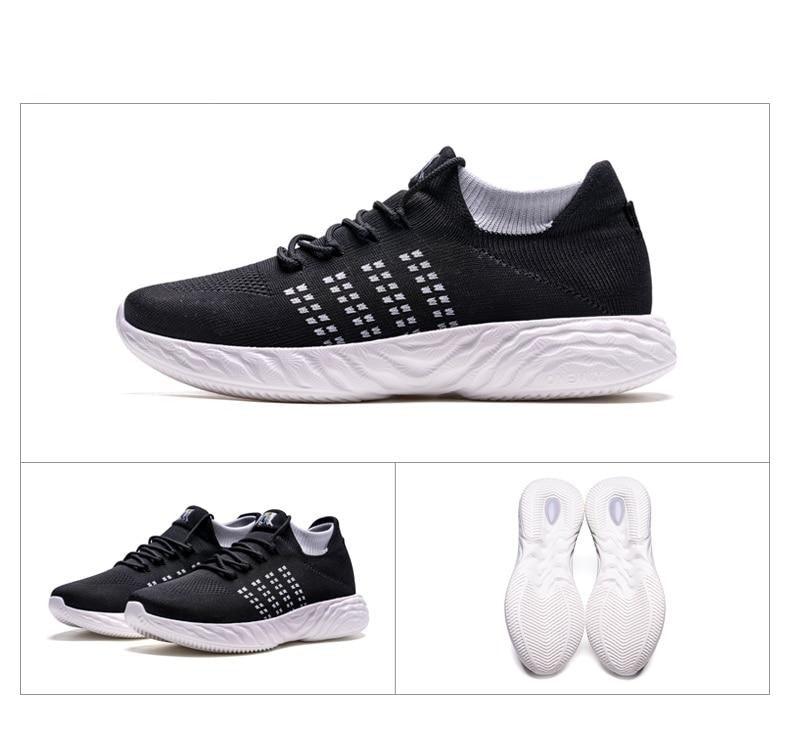 Stevvex men's lightweight running sneakers black breathable knit upper with white textured sole on Tampa Home & Garden Store