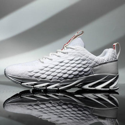 Mens Stevvex athletic sneakers white breathable knit upper with sculpted sole on Tampa Home & Garden Store