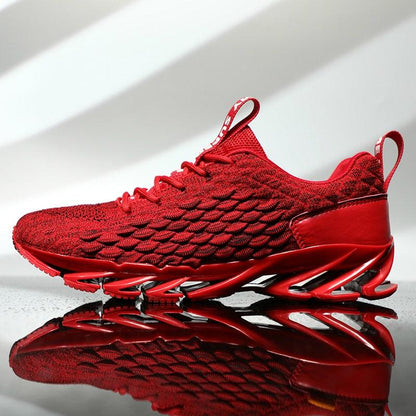 Stevvex men's red breathable knit running shoe with sculpted red outsole athletic sneaker on Tampa Home & Garden Store