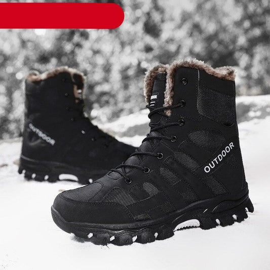Stevvex mens black mid-cut outdoor hiking boots with rugged outsole and mesh panels (2) on Tampa Home & Garden Store