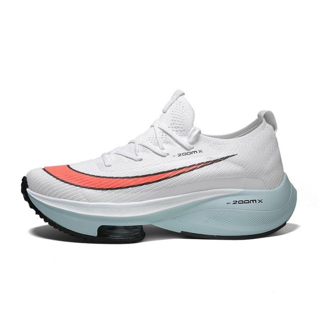Stevvex men's running sneakers white breathable upper with red accent and light blue air cushion on Tampa Home & Garden Store