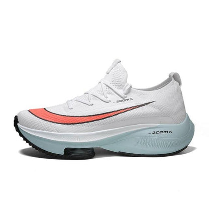 Stevvex men's running sneakers white breathable upper with red accent and light blue air cushion on Tampa Home & Garden Store