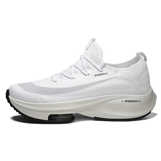 Stevvex Mens Running Shoes white breathable mesh upper with ZoomX midsole non-slip outsole on Tampa Home & Garden Store