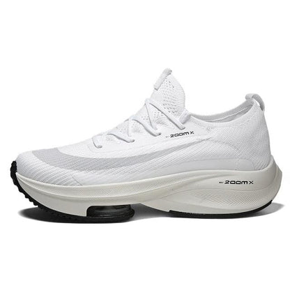Stevvex Mens Running Shoes white breathable mesh upper with ZoomX midsole non-slip outsole on Tampa Home & Garden Store