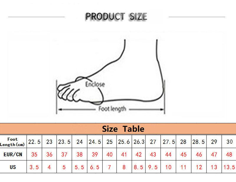 Stevvex athletic shoe size chart with foot length diagram and size table (EUR/CN and US) on Tampa Home & Garden Store