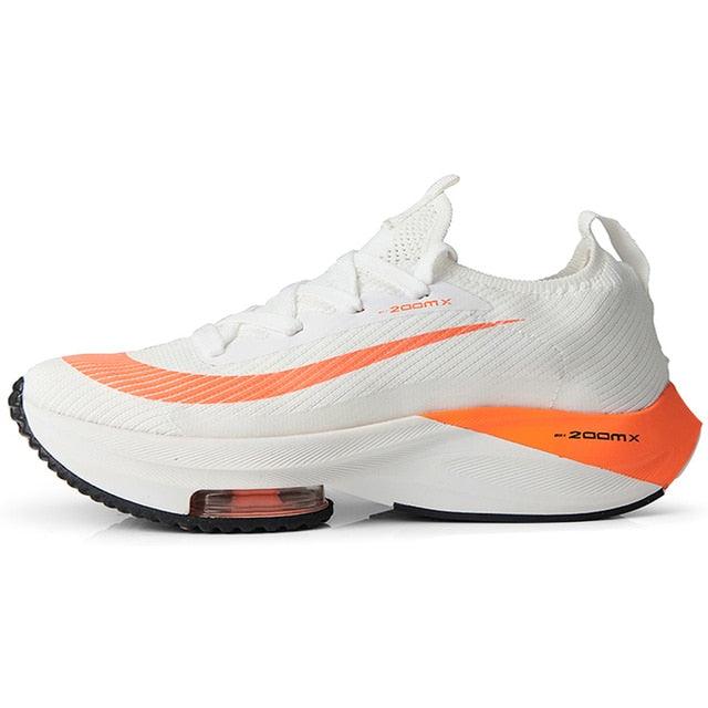 Mens running breathable air cushion sneakers Stevvex white orange accents and air unit on Tampa Home & Garden Store
