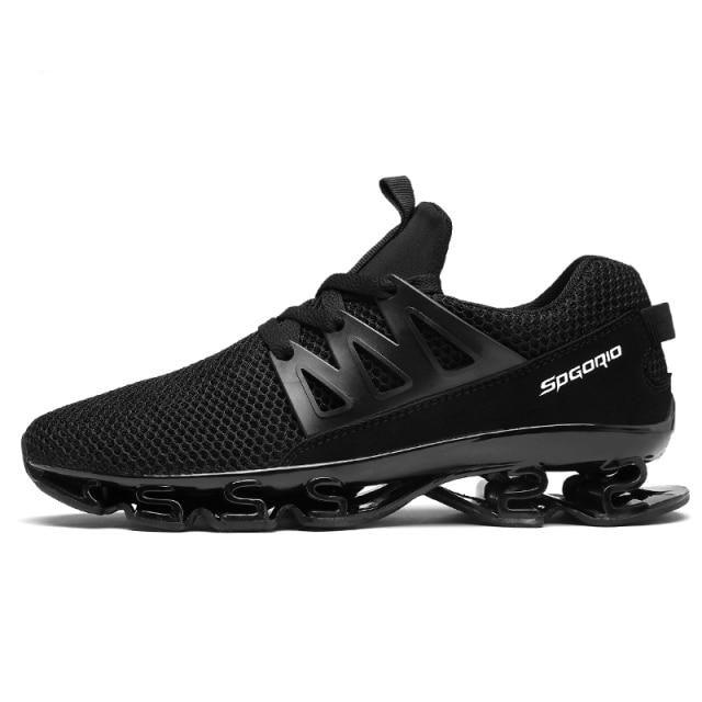 Mens running trainers black breathable mesh upper cushioning sole Stevvex athletic shoes on Tampa Home & Garden Store